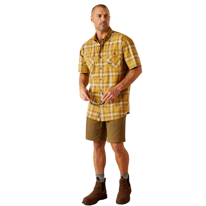 Ariat Men's Rebar Made Tough DuraStretch Work Shirt - Dried Tobacco Plaid - Irvine Tack & Western Wear