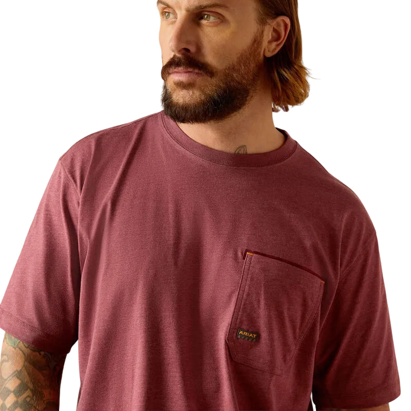 Ariat Men's Rebar Workman American Scream T-Shirt - Burgundy Heather