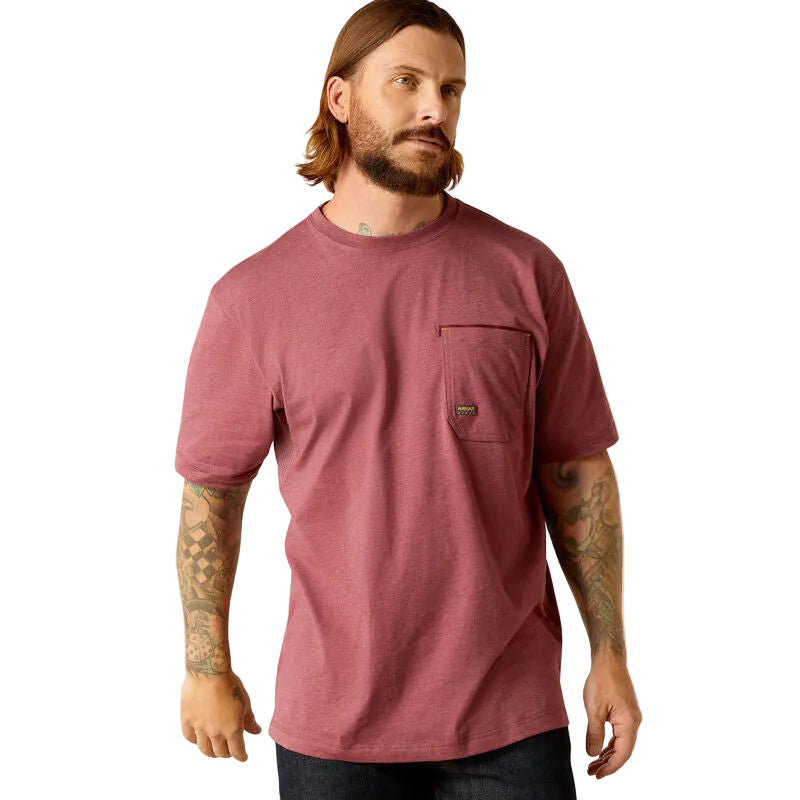 Ariat Men's Rebar Workman American Scream T-Shirt - Burgundy Heather