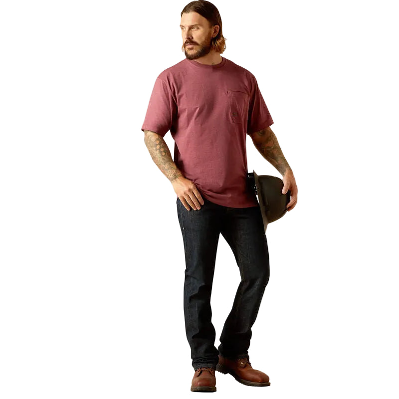 Ariat Men's Rebar Workman American Scream T-Shirt - Burgundy Heather