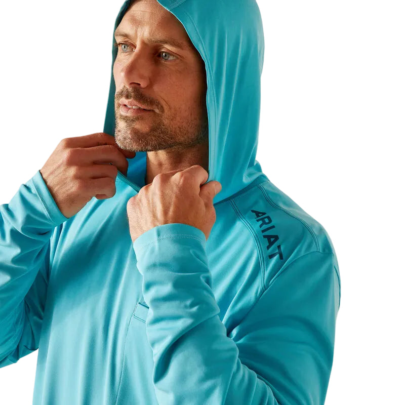 Ariat Men's Rebar Sunblocker Hooded T-Shirt - Maui Blue