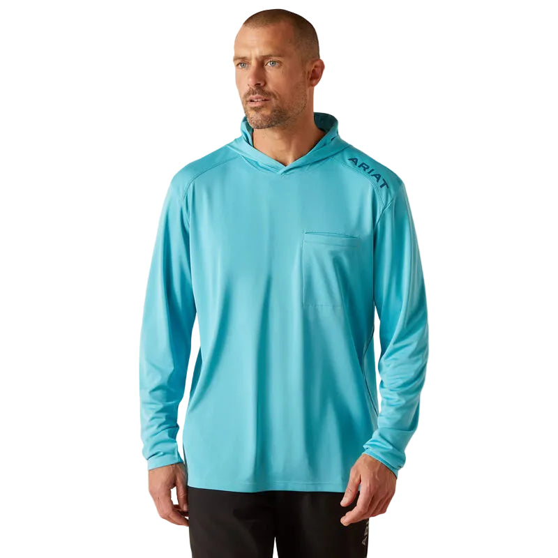 Ariat Men's Rebar Sunblocker Hooded T-Shirt - Maui Blue