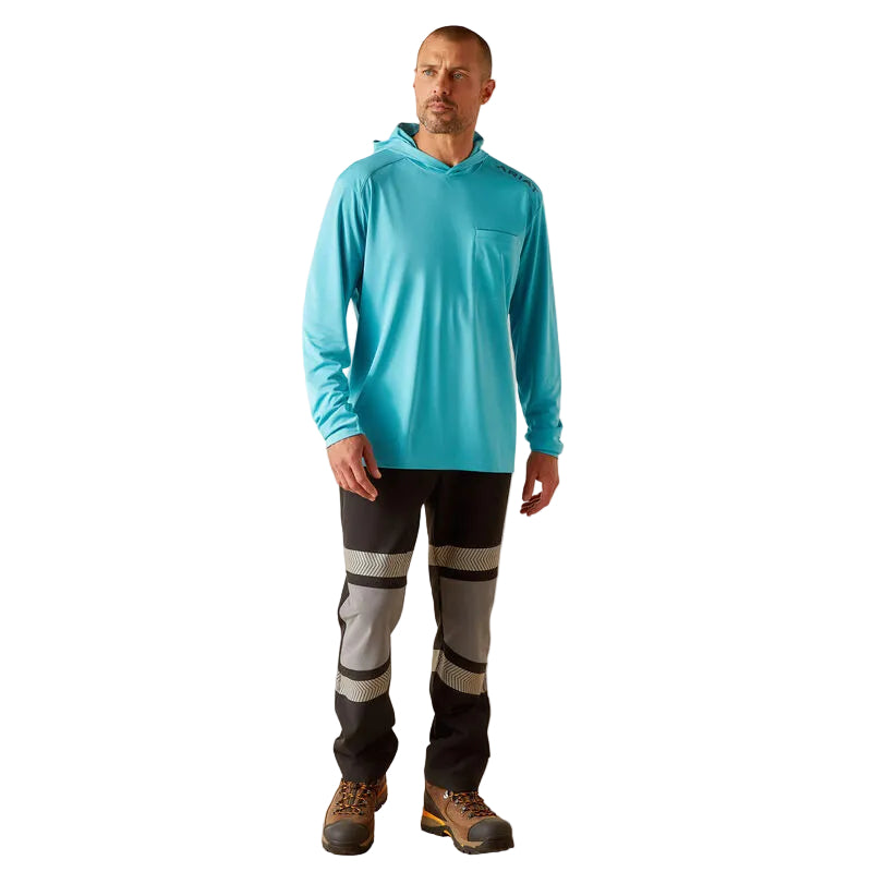 Ariat Men's Rebar Sunblocker Hooded T-Shirt - Maui Blue
