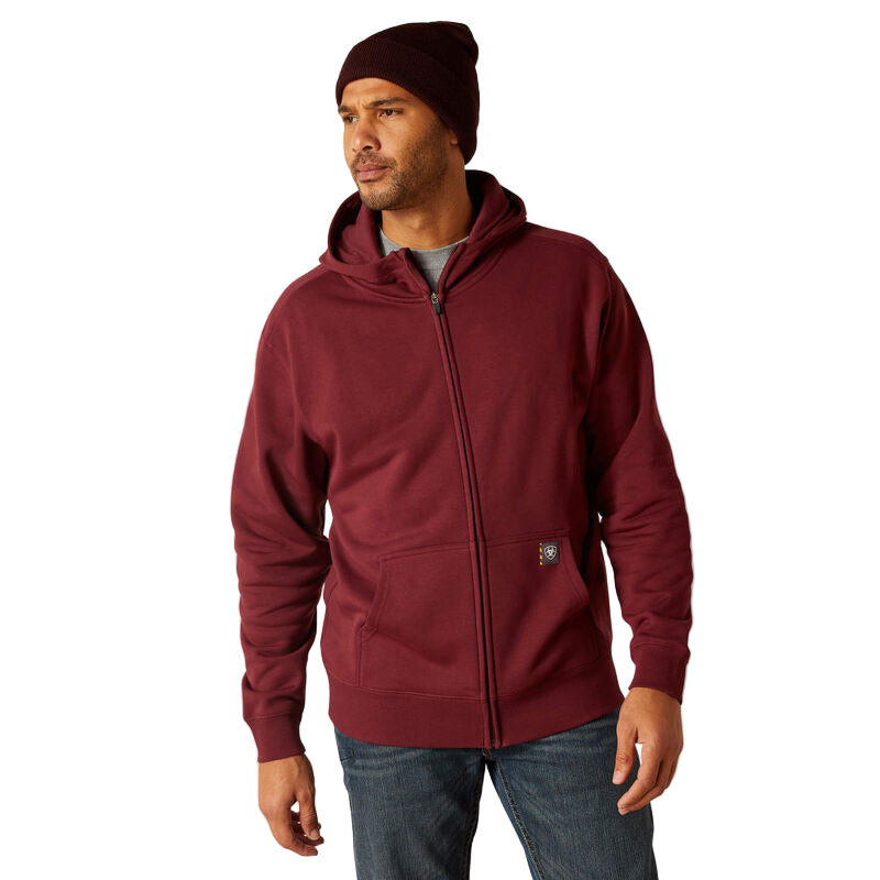 Ariat Men's Rebar Born For This Full Zip Hoodie - Burgundy