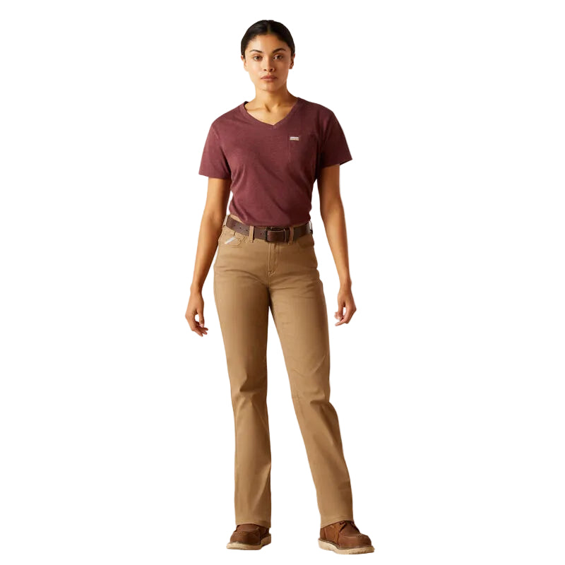 Ariat Women's Rebar Made Tough Perfect Rise Straight Pants - Field Khaki - Irvine Tack & Western Wear