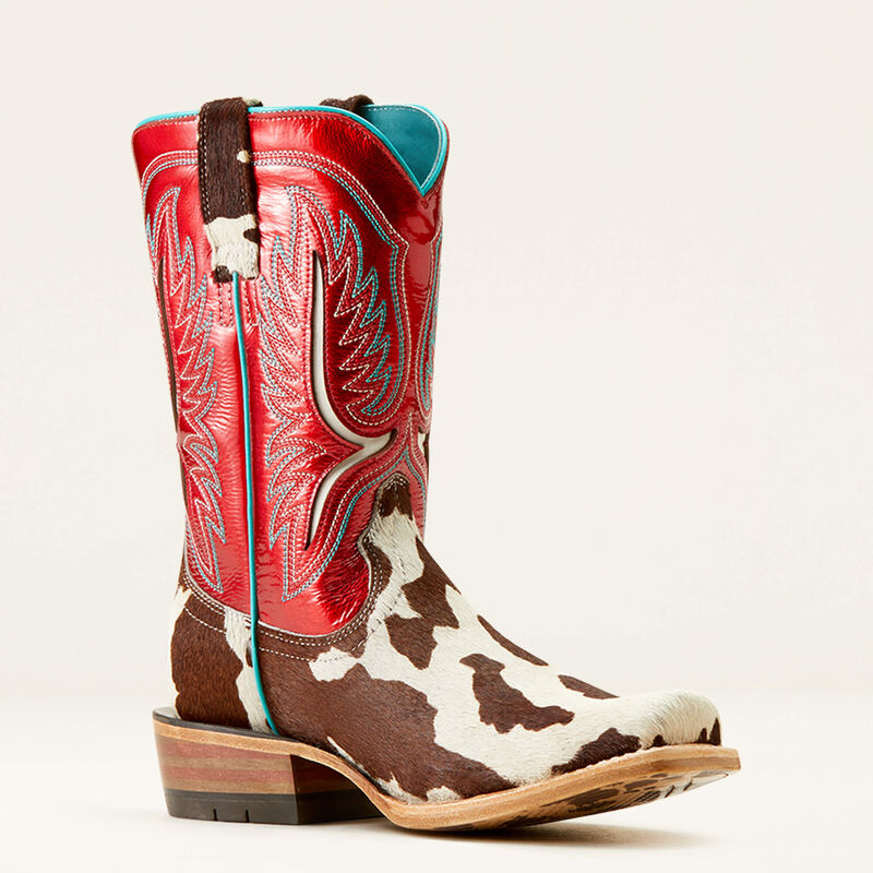 Ariat Women's Futurity Colt Western Boots - Cowtown Hair On/Ruby Red Patent