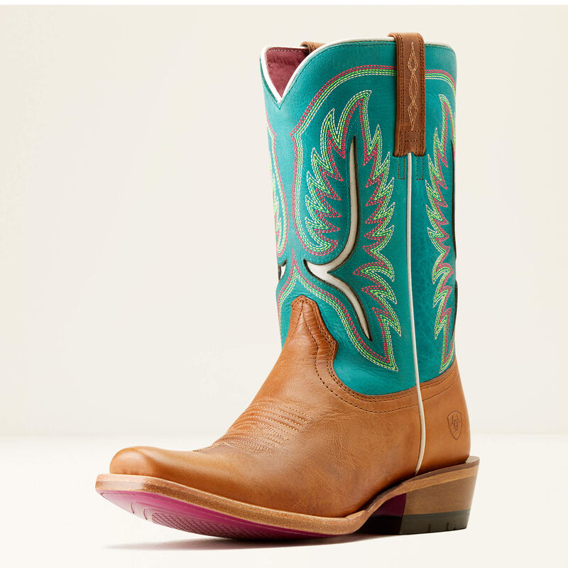 Ariat Women's Futurity Colt Western Boots - Tan Patina/Cenote Blue