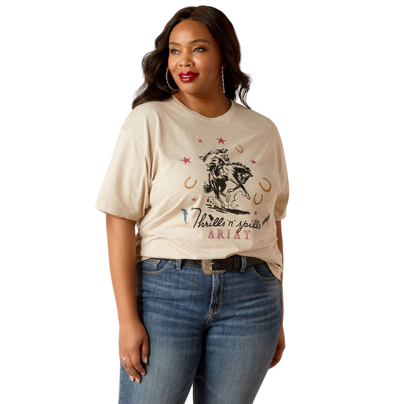 Ariat Women's Thrills N Spills Short Sleeve T-Shirt - Oatmeal Heather