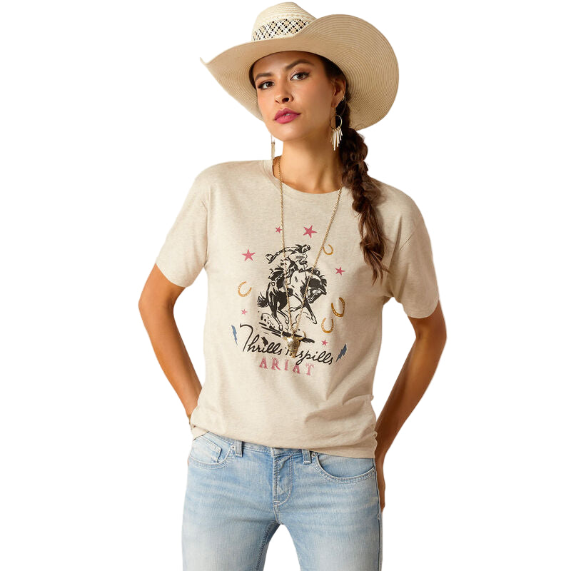 Ariat Women's Thrills N Spills Short Sleeve T-Shirt - Oatmeal Heather