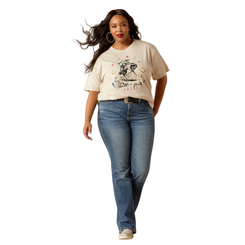 Ariat Women's Thrills N Spills Short Sleeve T-Shirt - Oatmeal Heather