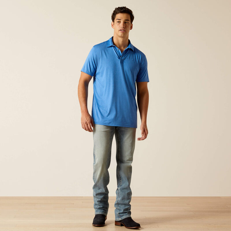 Ariat Men's Men's Charger 2.0 Short Sleeve Fitted Polo Shirt - Seascape