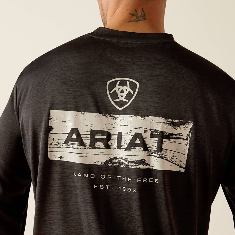 Ariat Men's Charger Stacks Long Sleeve T-Shirt- Black