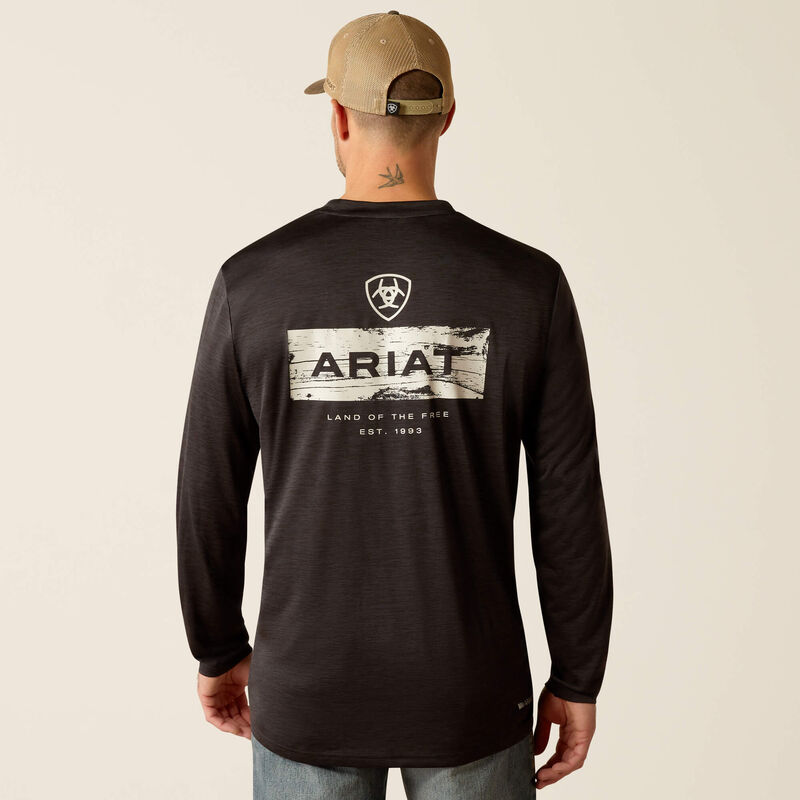 Ariat Men's Charger Stacks Long Sleeve T-Shirt- Black