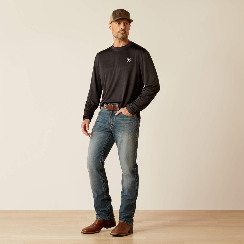 Ariat Men's Charger Stacks Long Sleeve T-Shirt- Black