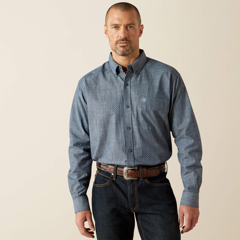 Ariat Men's Trent Classic Fit Long Sleeve Shirt - Chambray Blue