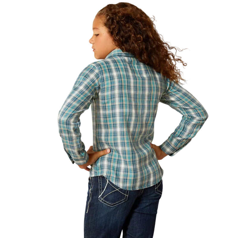Ariat Girl's Long Sleeve Western Darla Shirt - Aquamarine Plaid