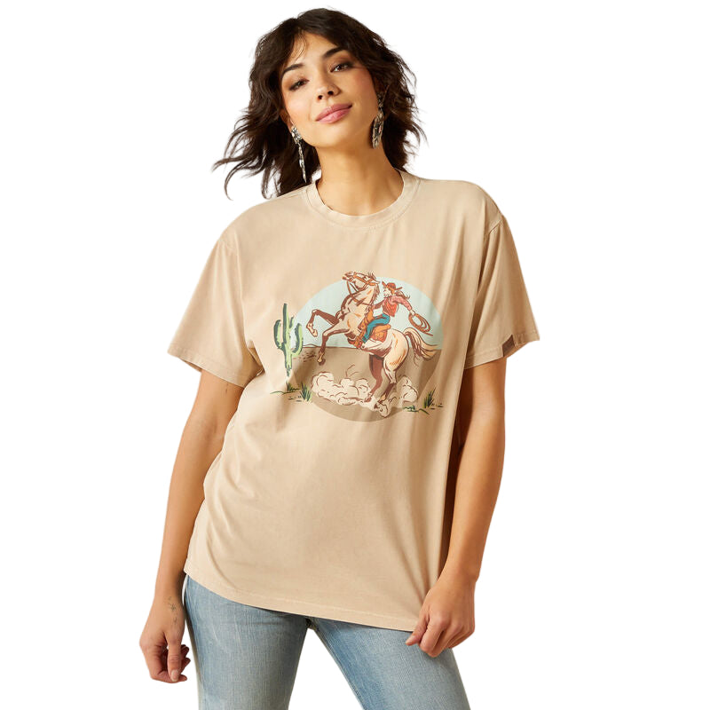 Ariat Women's Short Sleeve Ride On Tee Shirt - Oyster Grey Mineral Wash - Irvine Tack & Western Wear