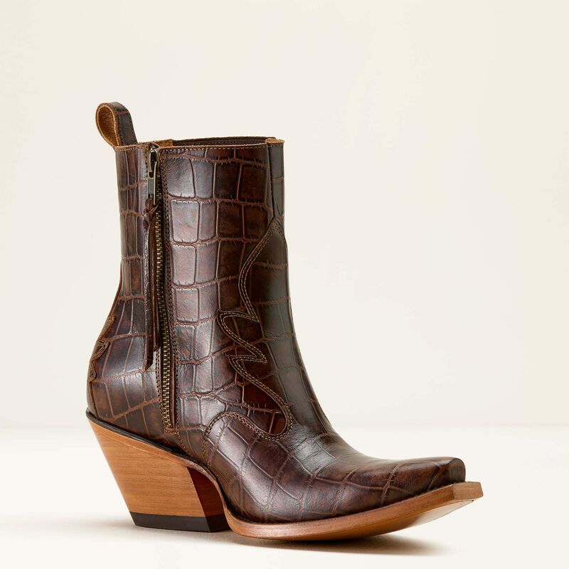 Ariat Women's Jade X Toe Western Boot- Luxe Espresso Croc Print