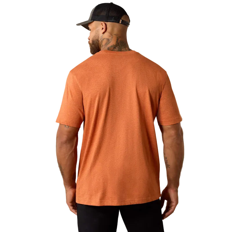 Ariat Men's Rebar Cotton Strong Standard Short Sleeve Tee Shirt - Sunset Orange Heather