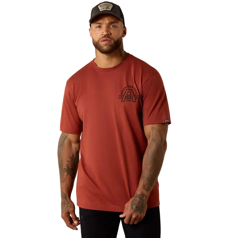 Ariat Men's Rebar Cotton Strong Hardhead Tee Shirt- Brandy Snifter