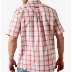 Ariat Men's Pro Series Tully Short Sleeve Shirt - Peach Plaid