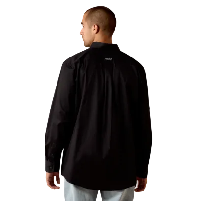 Ariat Men's Team Logo Lightweight Twill Classic Fit Long Sleeve Shirt - Black/Grey