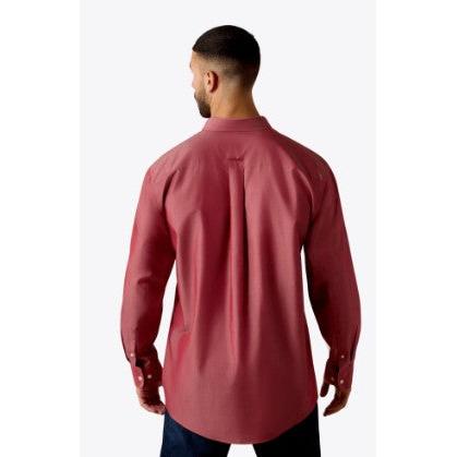 Ariat Men's Wrinkle Free Solid Pinpoint Oxford Classic Fit Long Sleeve Shirt - Rhubarb