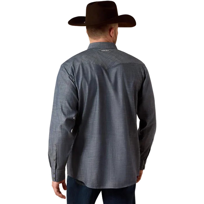 Ariat Men's Wrinkle Free Classic Fit Refined Slub Shirt - Chambray Blue