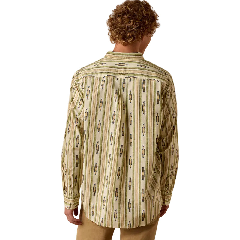 Ariat Men's Stephon Classic Fit Serape StripeLong Sleeve Shirt- Almond Oil