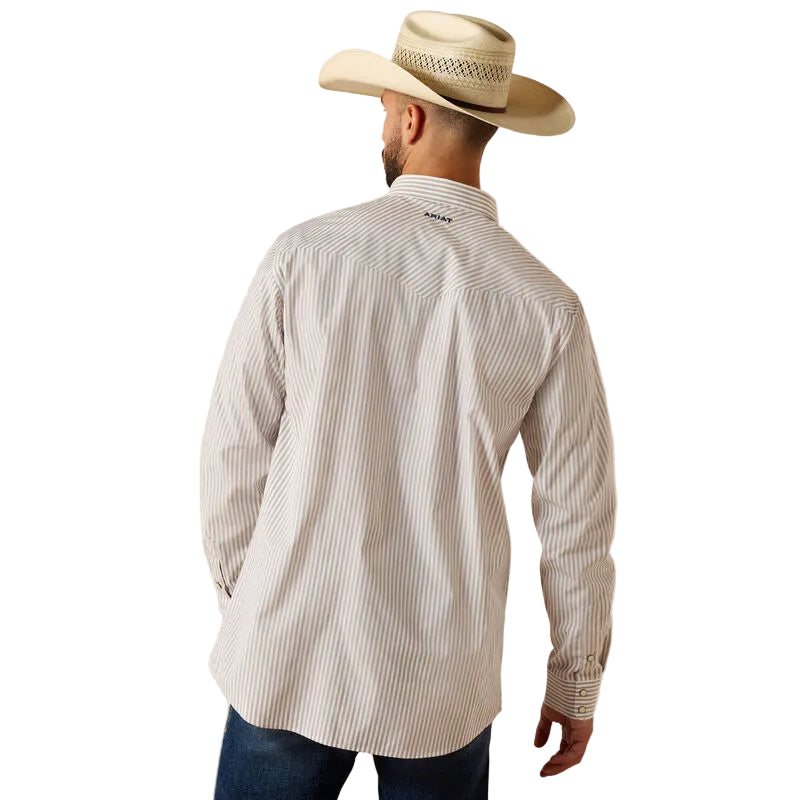 Ariat Men's Pro Series Frasier Fitted Snap Shirt - Roasted Cashew Stripe