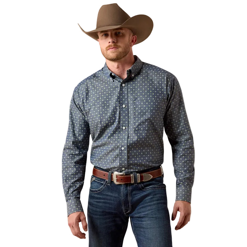 Ariat Men's Wrinkle Free Walden Long Sleeve Shirt - Chambray Blue