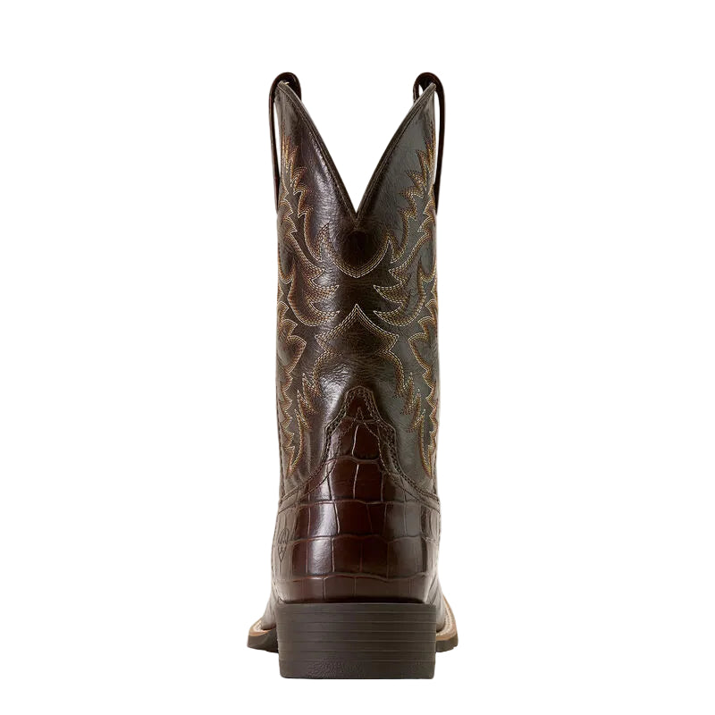 Ariat Men's Sport Latigo Wide Square Toe Cowboy Boot - Chocolate Print/Bitter Chocolate