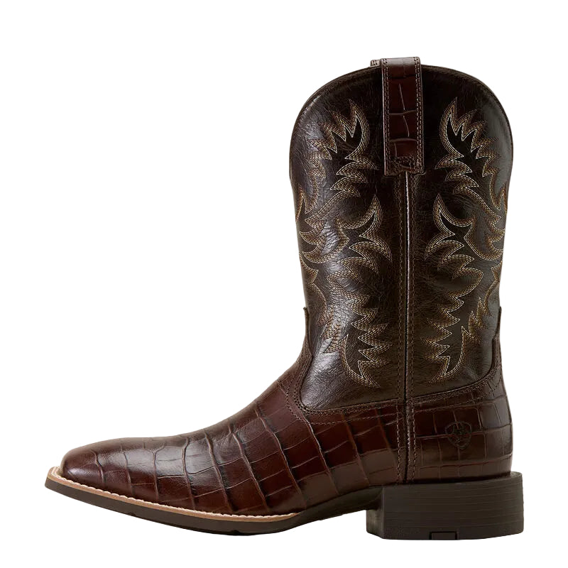Ariat Men's Sport Latigo Wide Square Toe Cowboy Boot - Chocolate Print/Bitter Chocolate