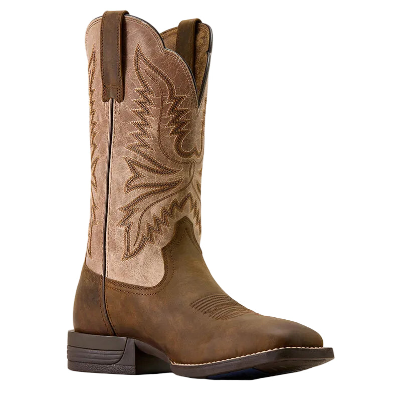 Ariat Men's Brush Creek Wide Square Toe Cowboy Boot - Aged Tan/Smokey Taupe