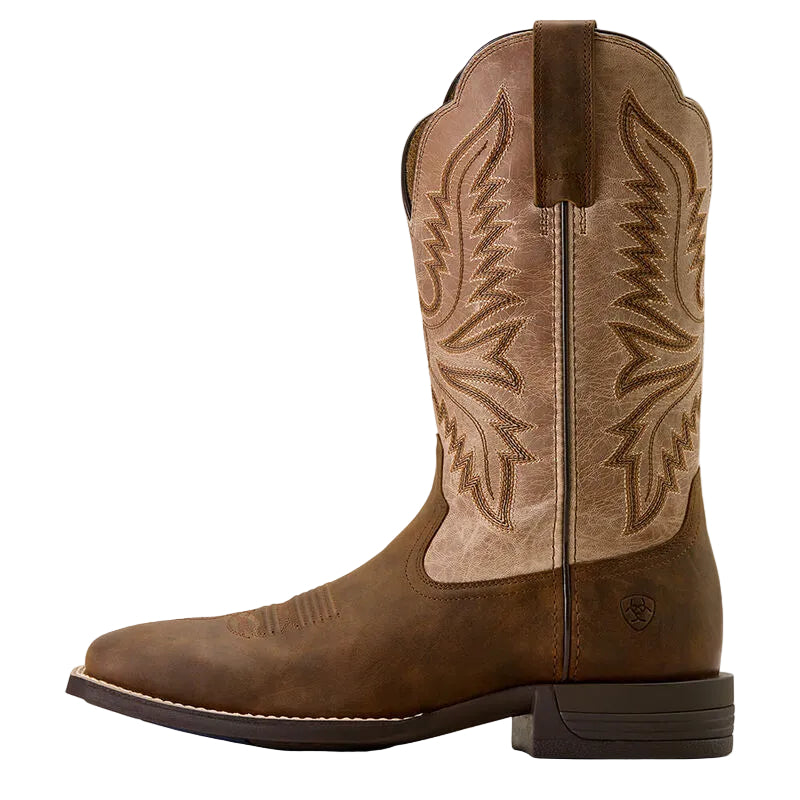 Ariat Men's Brush Creek Wide Square Toe Cowboy Boot - Aged Tan/Smokey Taupe