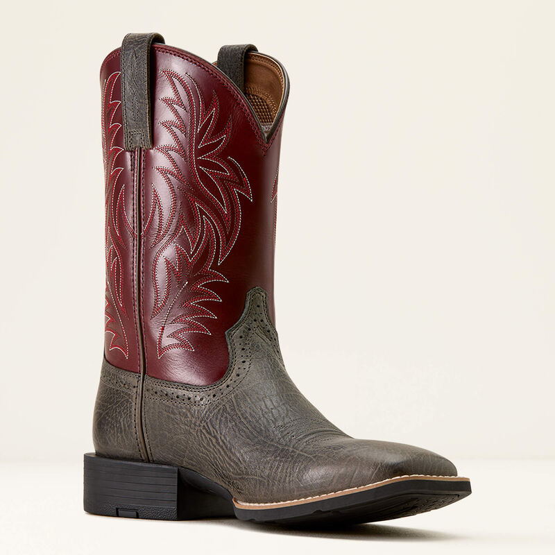 Ariat Men's Sport Wide Square Toe Cowboy Boot- Charcoal Grey Hippo Print