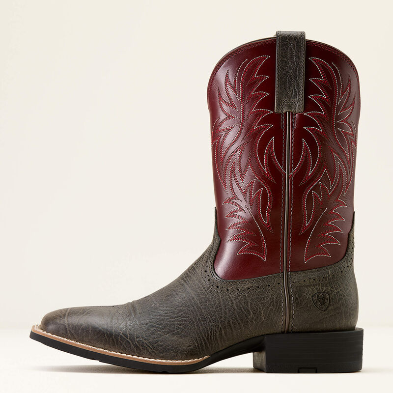 Ariat Men's Sport Wide Square Toe Cowboy Boot- Charcoal Grey Hippo Print