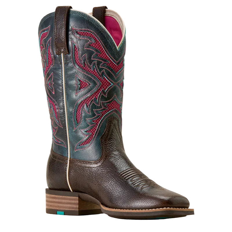 Ariat Women's San Angelo VentTEK 360 Wide Square Toe Western Boot - Chocolate Chip/Loyal Blue