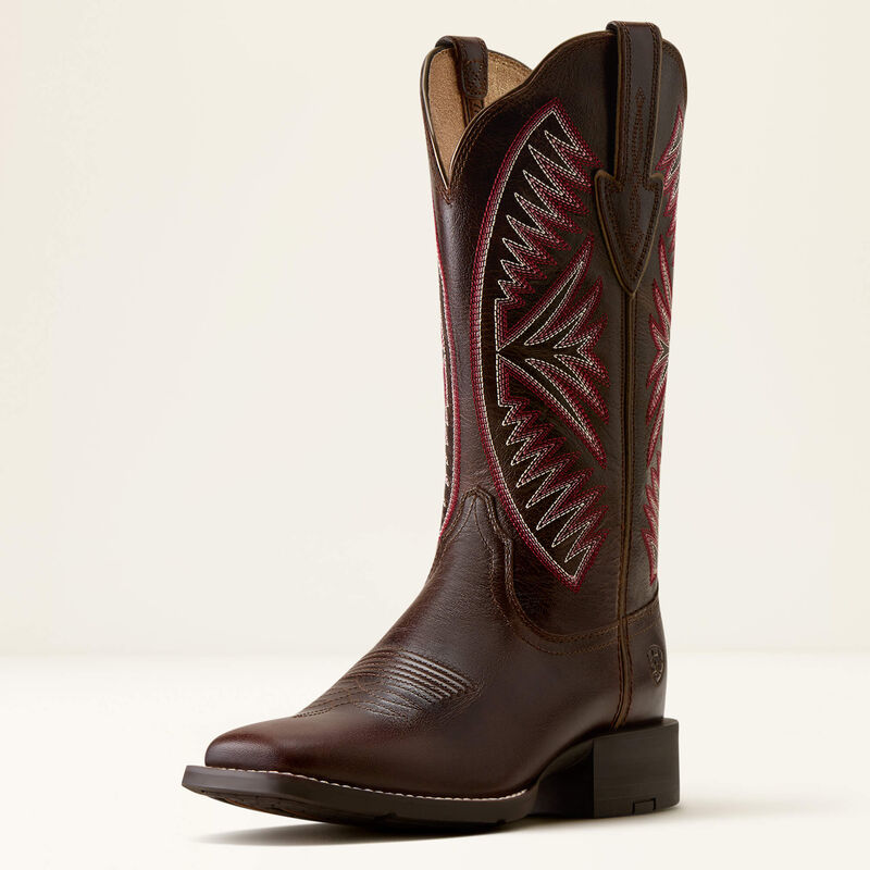 Ariat Women's Round Up Ruidoso Wide Square Toe Western Boot- Arizona Brown