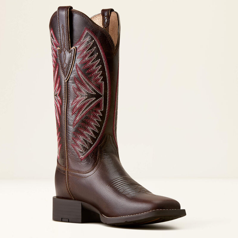Ariat Women's Round Up Ruidoso Wide Square Toe Western Boot- Arizona Brown