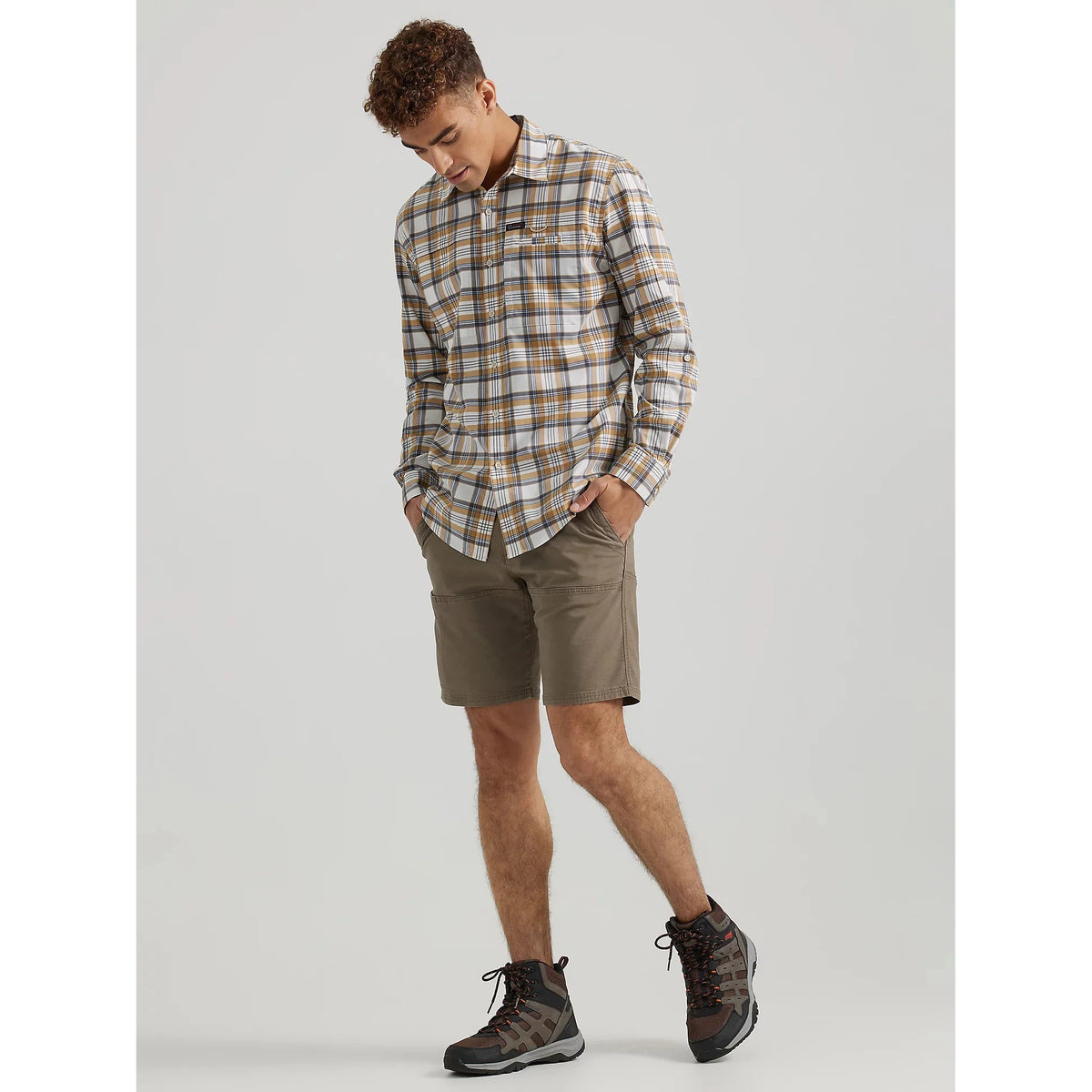 Wrangler Men's ATG Long Sleeve Men's Hike To Fish Plaid - Bistre