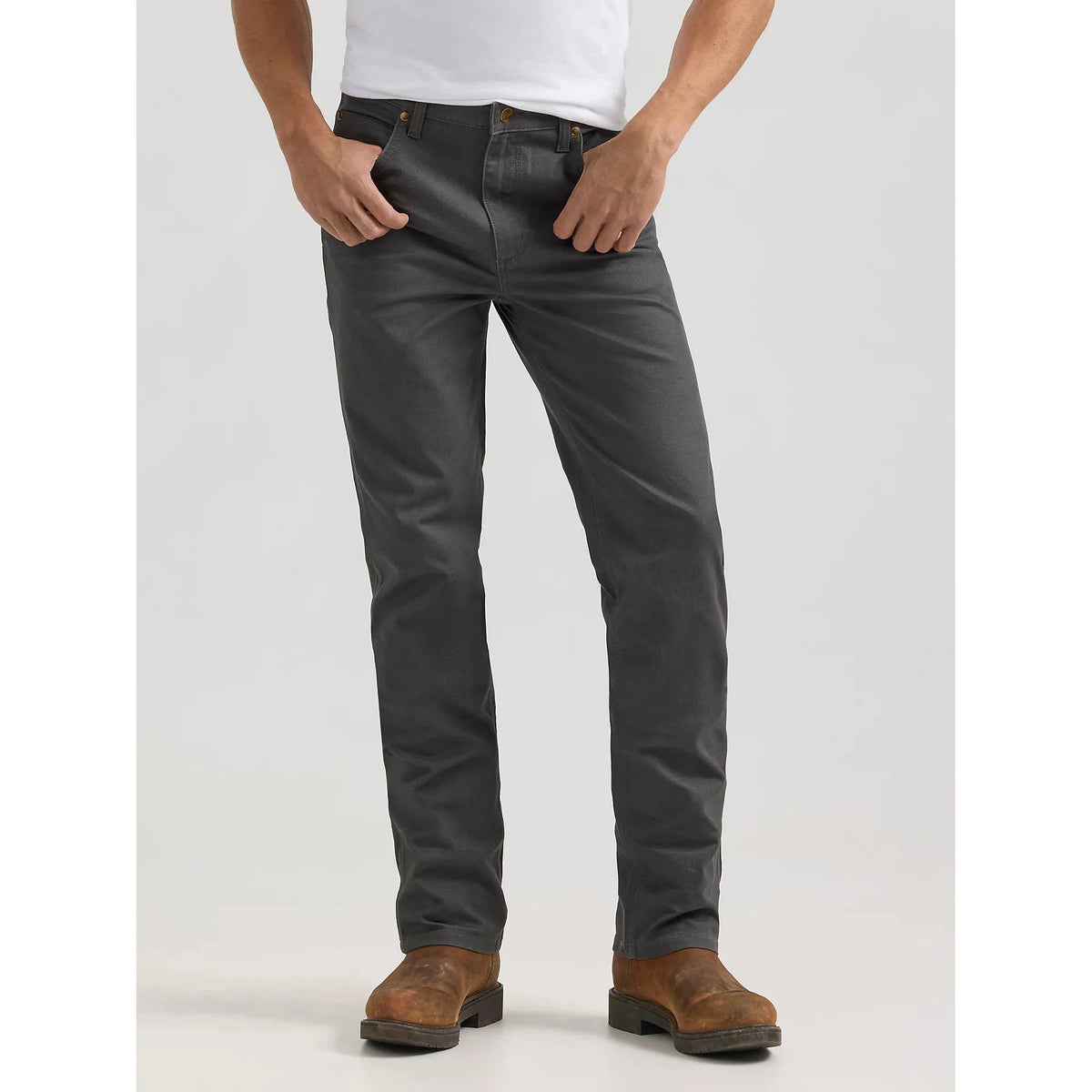 Wrangler Men's Premium Performance Tough Comfort Cowboy Cut Slim Fit Canvas Jean - Grey Pinstripe - Irvine Tack & Western Wear