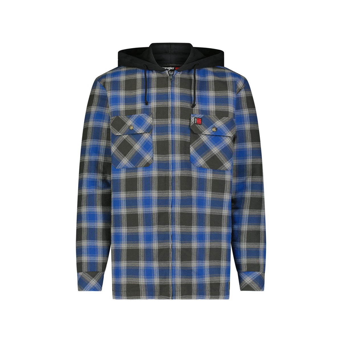 Wrangler Men's RIGGS Workwear Flannel Hooded Jacket - Blue black - Irvine Tack & Western Wear
