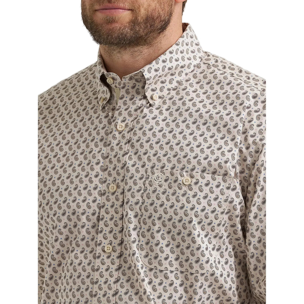 Wrangler Men's George Strait Long Sleeve Button Down Shirt - Pale Stone Paisley