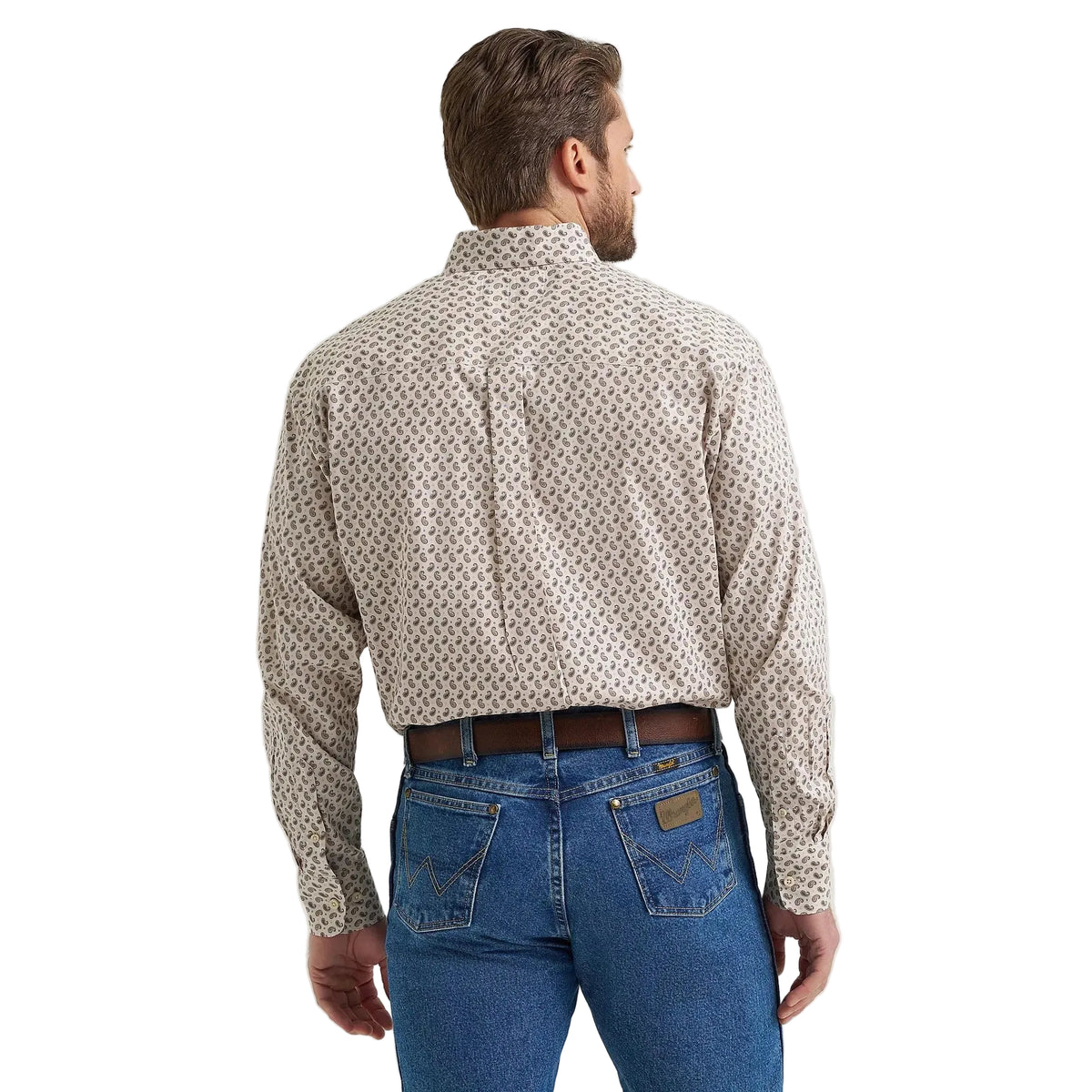 Wrangler Men's George Strait Long Sleeve Button Down Shirt - Pale Stone Paisley
