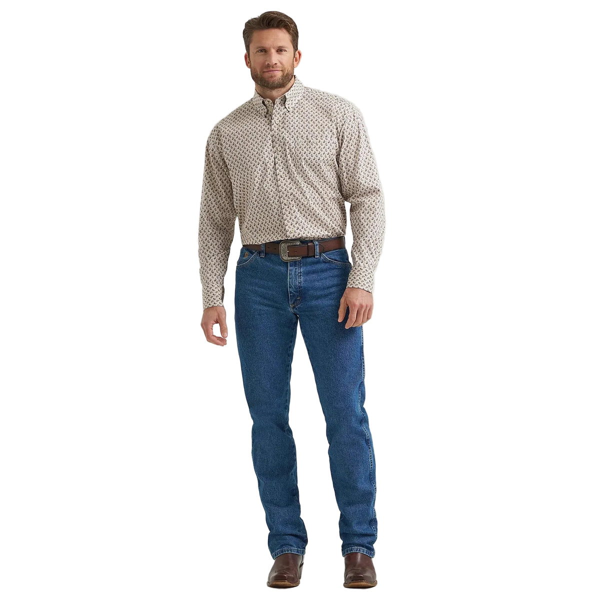 Wrangler Men's George Strait Long Sleeve Button Down Shirt - Pale Stone Paisley