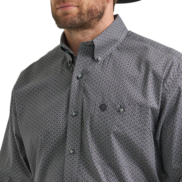 Wrangler Men's Western George Strait Long Sleeve Western Shirt - Grey