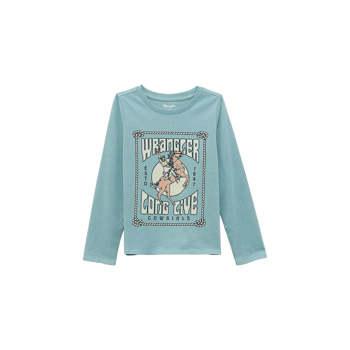 Wrangler Girl's Long Sleeve Western Graphic Tee Shirt - Blue