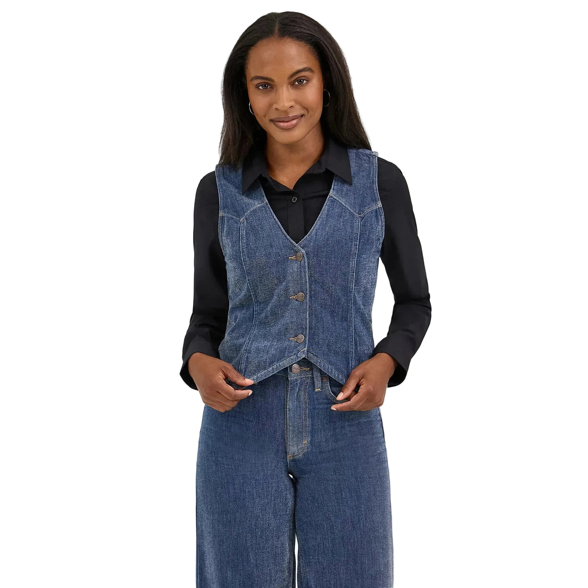 Wrangler Women's Sleeveless Airy Denim Vest - Blue