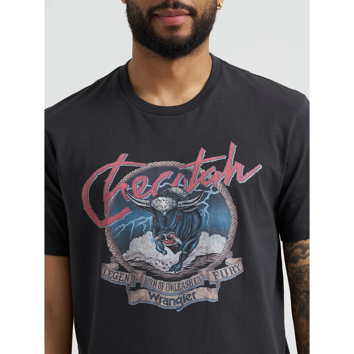 Wrangler Men's Reissue Checotah Unleashed Short Sleeve Tee Shirt - Phantom
